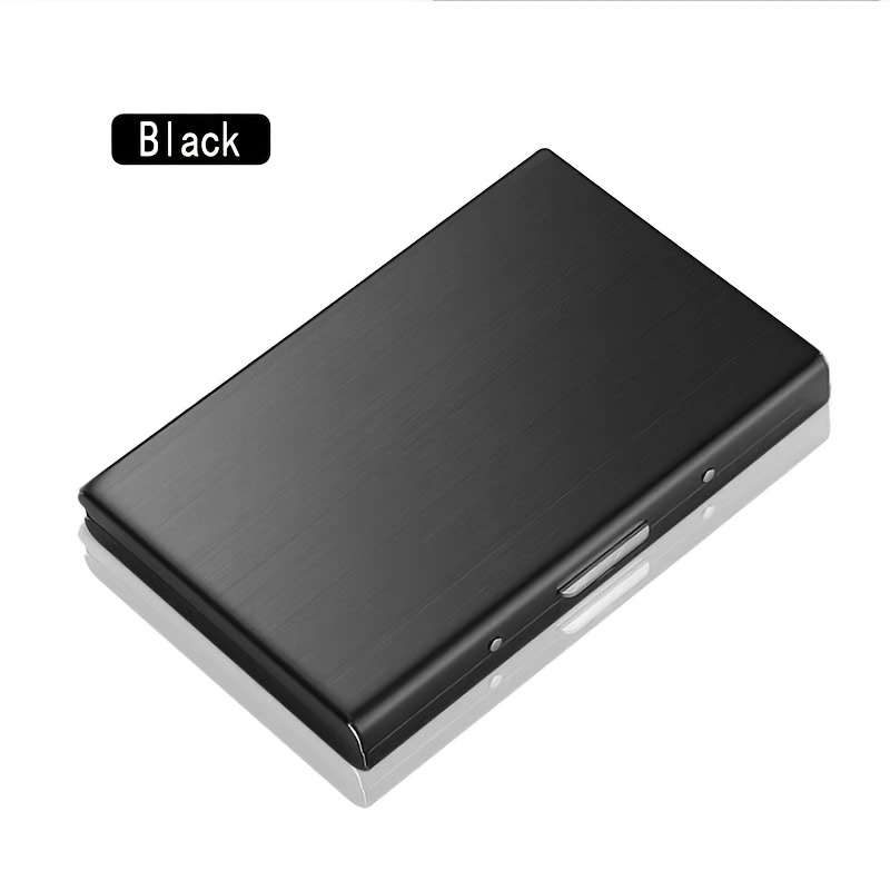 1pc Premium Stainless Steel RFID Blocking Card Holder for Men C Sleek Black Metal Wallet with Multi