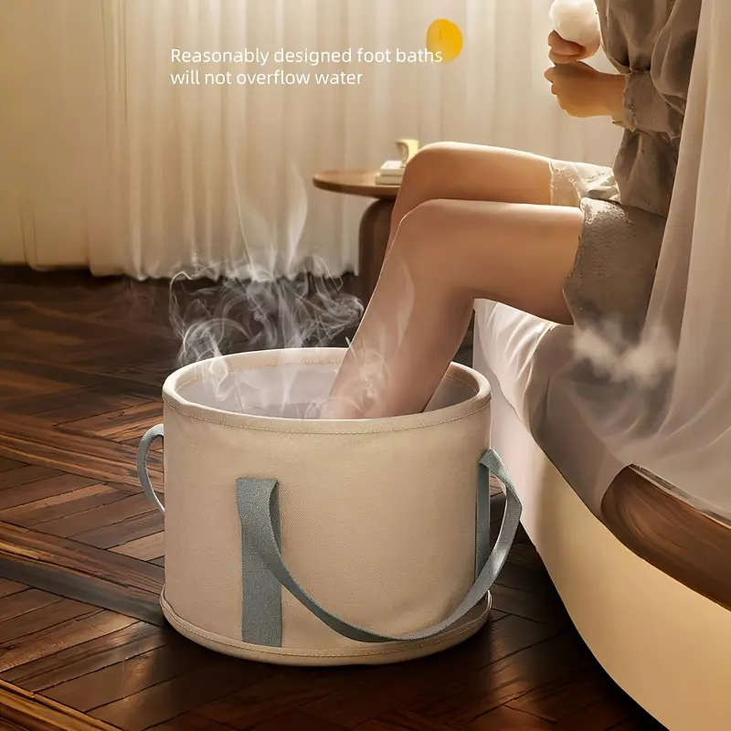 1pc Luxury Portable Foldable Foot Bath Tub Temperature-Controlled No Power Needed PEVA Material Odor
