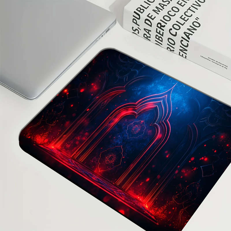 1pc 21x26cm Cyberpunk Mysterious Arch Design Mouse Pad Non-Slip Rubber Base