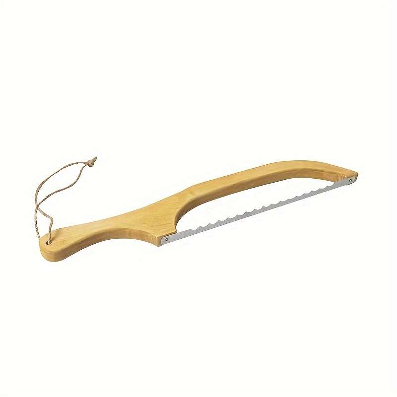 1pc Wooden Bread Cutting Tool Ergonomic Handle Durable Pressed Wood Construction Smooth Edg