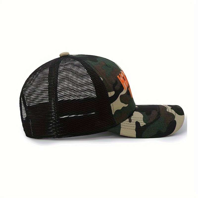 1pc Embroidered Camouflage Cap with Mesh Back Adjustable Snap for Sports Knit Cotton Blend Fa