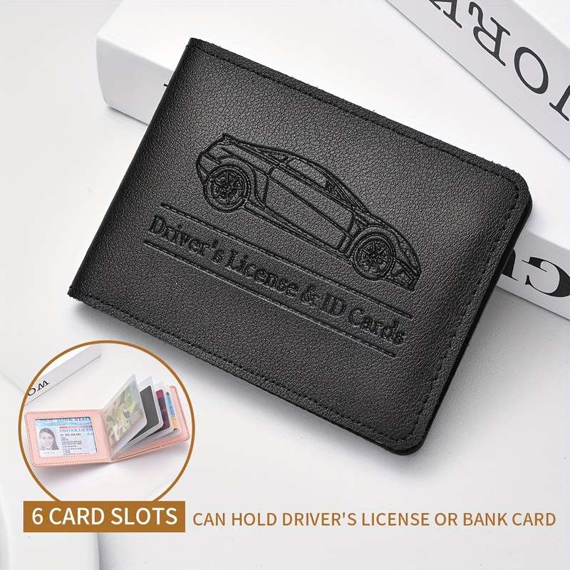 1pc DEABOLAR Driver's License ID Card Holder Stylish Car Design Wallet for Credit Cards Compac