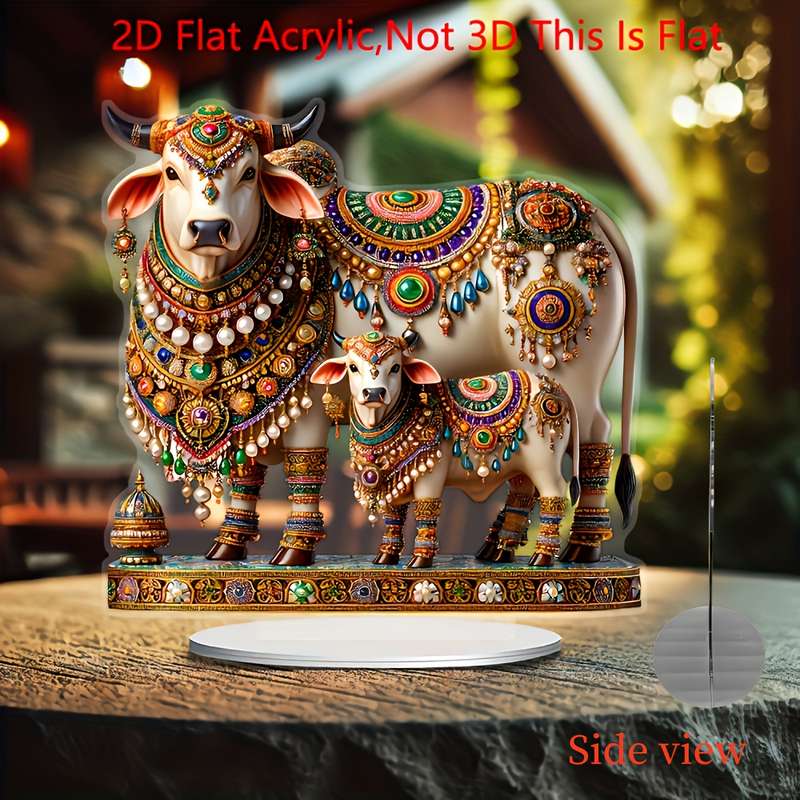 1pc 2D Flat   Bohemian Style Rich Cow Pattern Decorative Plaque Signage Home And Holiday Decorat