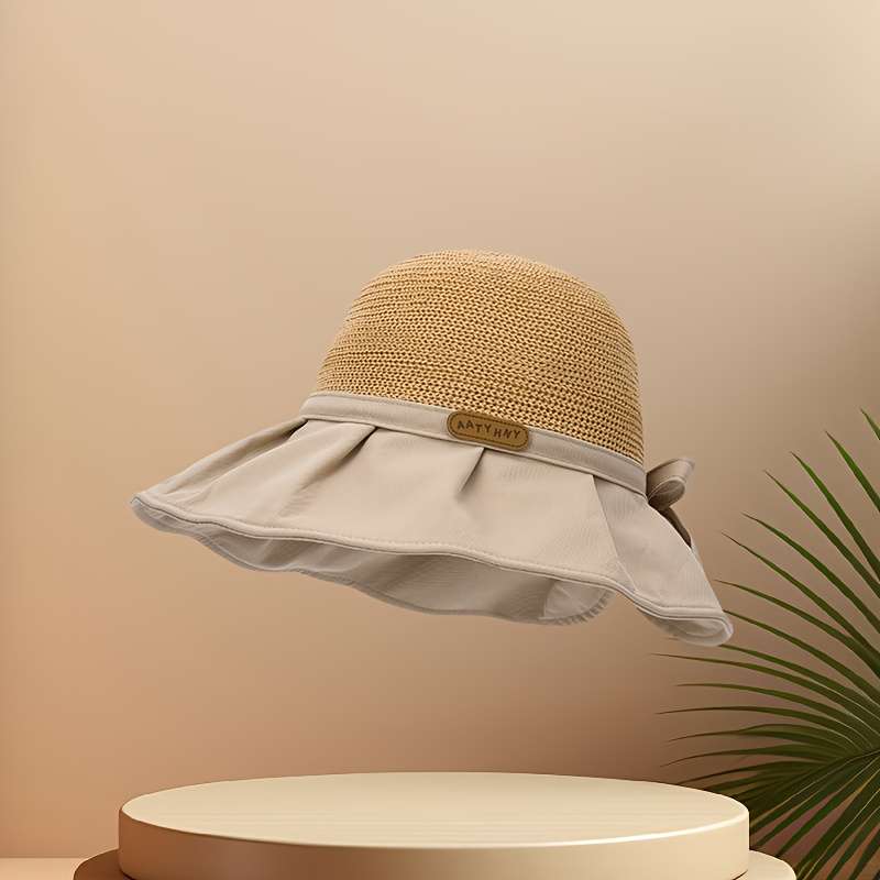 1pc Women'S Elegant Summer Bucket Hat with Bowknot Wide Brim Sun Hat for Beach Outdoor Travel