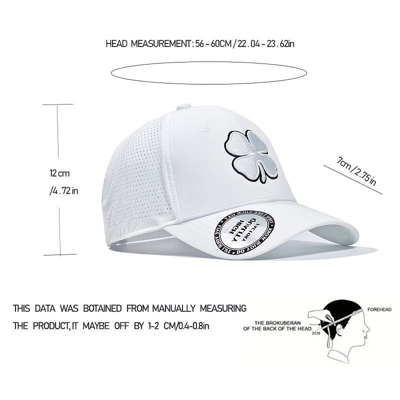 1pc Lucky Life Embroidered Four-Leaf Clover Baseball Cap 100% Polyester Sports Hat for Men and Wom