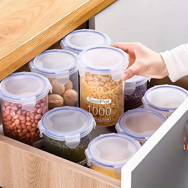 4pcs 1000ml/33.82oz Airtight Flip Top Clear Plastic Jars