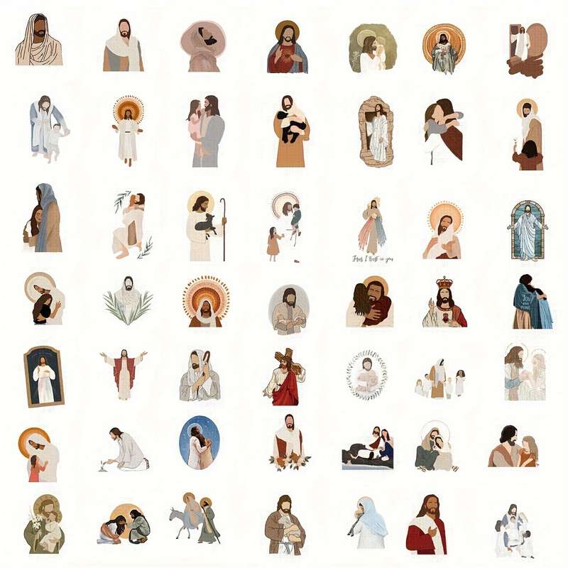 100pcs Priest Religious Inspirational Jesus Christian Themed Stickers