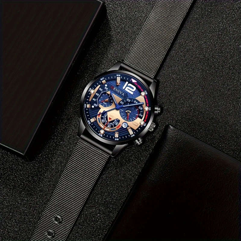 1pc Luxurious And Stylish New Fashion Trend Men's Mesh Quartz Watch Perfect For Gifts For Friends