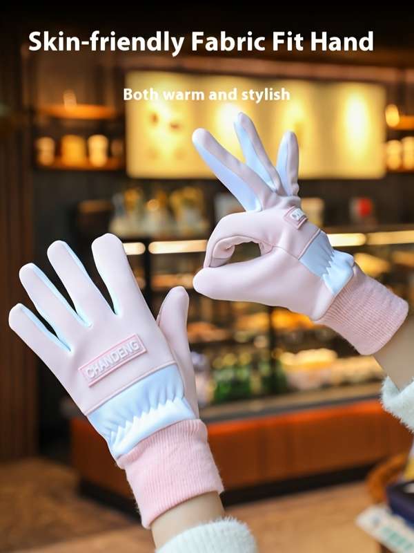 1 Pair Pink One Size Warm Gloves