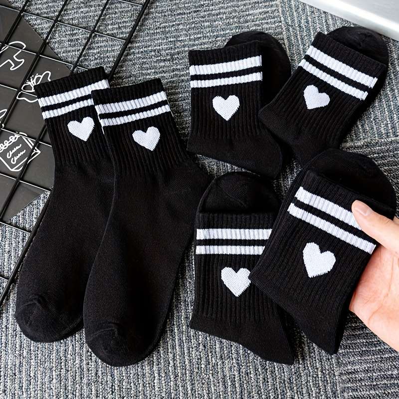 6 Pairs Black One Size High Elastic Socks