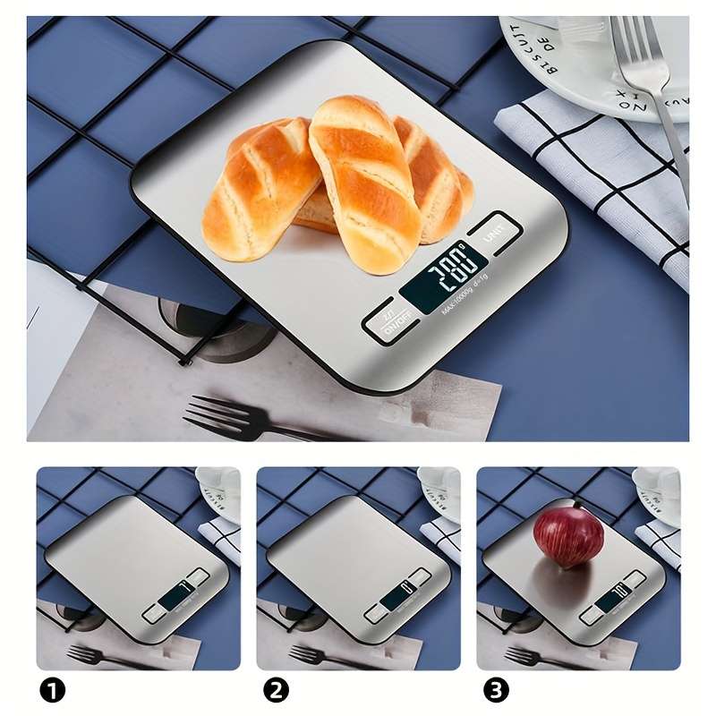 1pc High-Precision Stainless Steel 1pc Digital Kitchen Scale 22lb 10kg Capacity LCD Display Tar