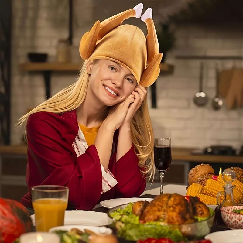 1pc Funky Turkey Leg Chef Hat for Thanksgiving Christmas Polyester Perfect for Holiday Parties