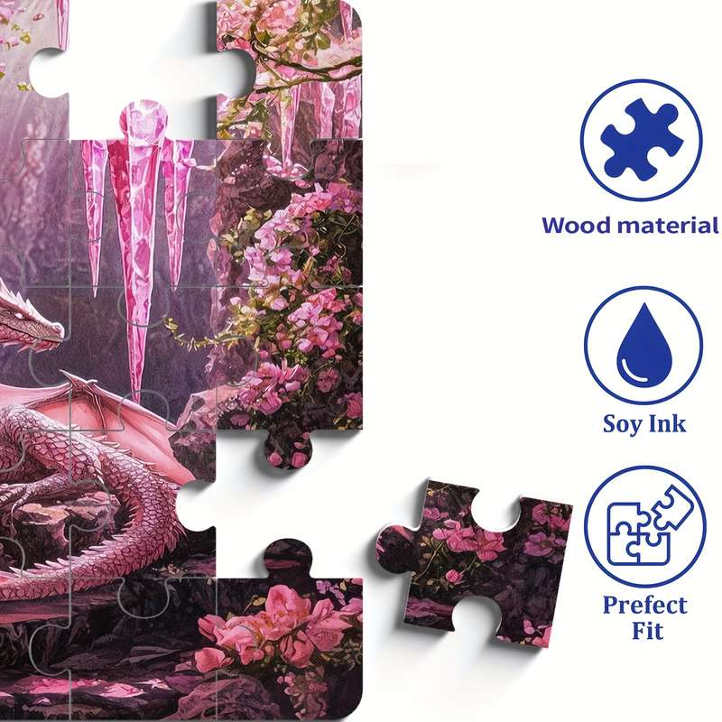1000pcs Jigsaw Puzzle Vibrant Dragon Floral Forest Scene Intermediate Skill Leve