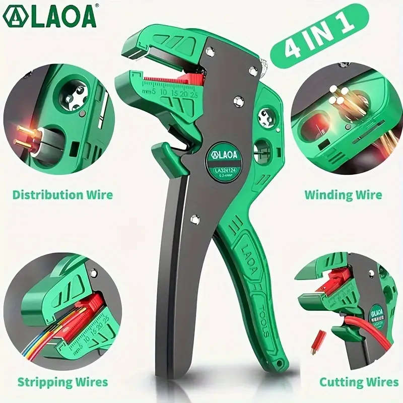 1pc Professional Automatic Wire Stripper and Cutter Multifunctional Tool with Winding and Split Line