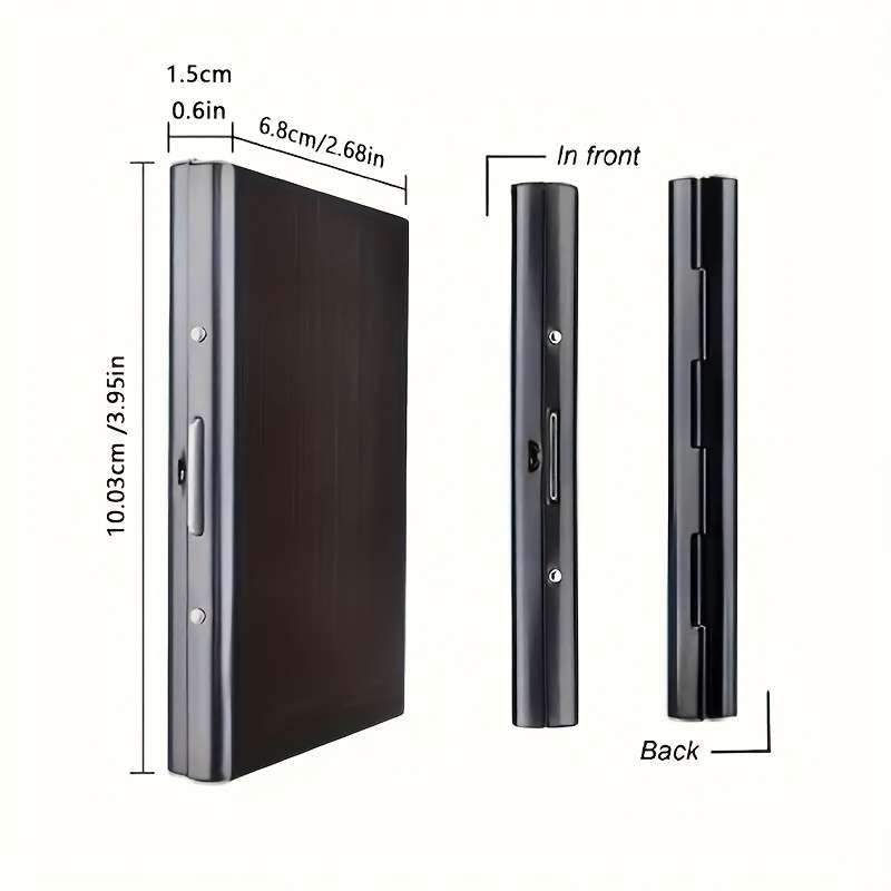 1pc Premium Stainless Steel RFID Blocking Card Holder for Men C Sleek Black Metal Wallet with Multi