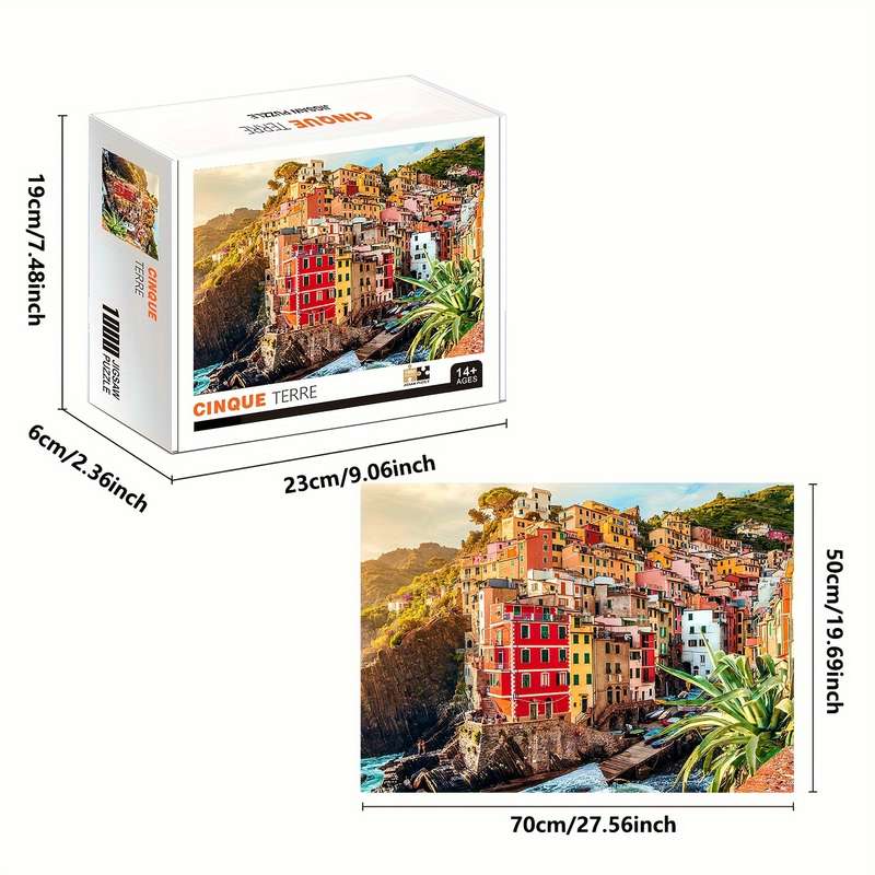 1000pcs Cinque Terre Jigsaw Puzzle Thick Durable Paper Beginner Skill Level Port