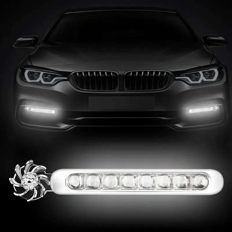 2pcs White Car Wind Powered Car LED Fan Light Rotation Fan Lamp Automobile Decorative lamp