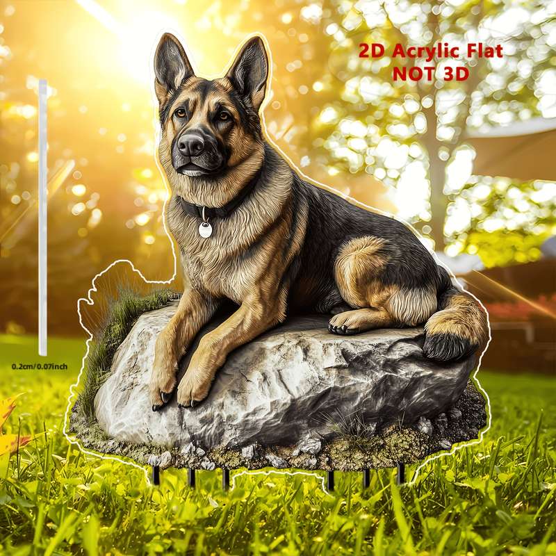 1pc 2D Flat   Acrylic Flat  Acrylic Flat Printing Dog Garden Stake German Shepherd Garden Stake