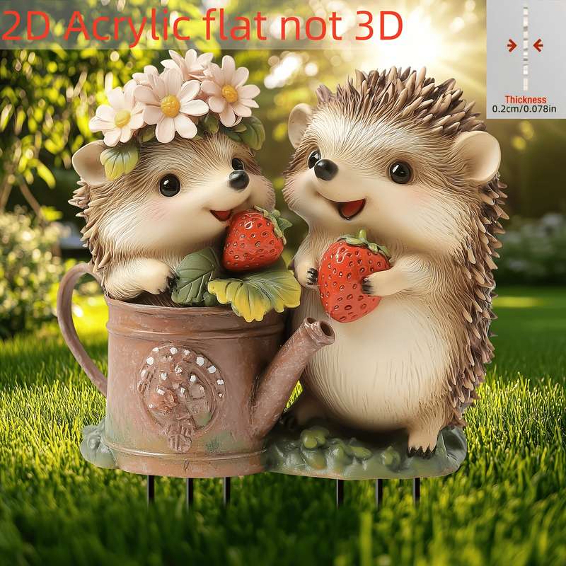 1pc 2D Flat  1 One  Plane Hedgehog Garden Sign Sunshine Catcher Gift Birthday Acrylic Animal Sta