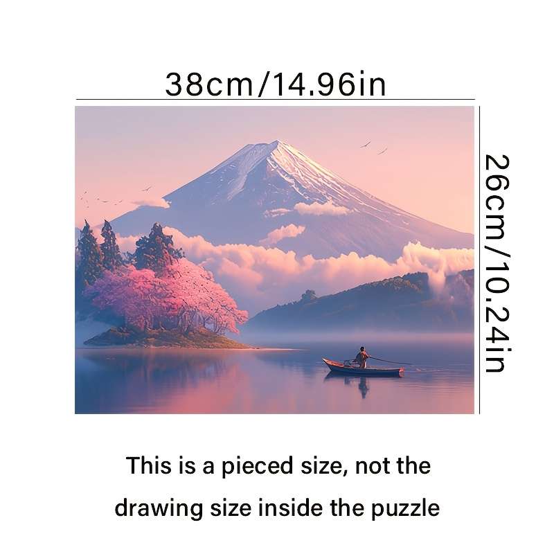 1000pcs Challenging Jigsaw Puzzle for Adults Mountain Lake Scene with Cherry Blosso