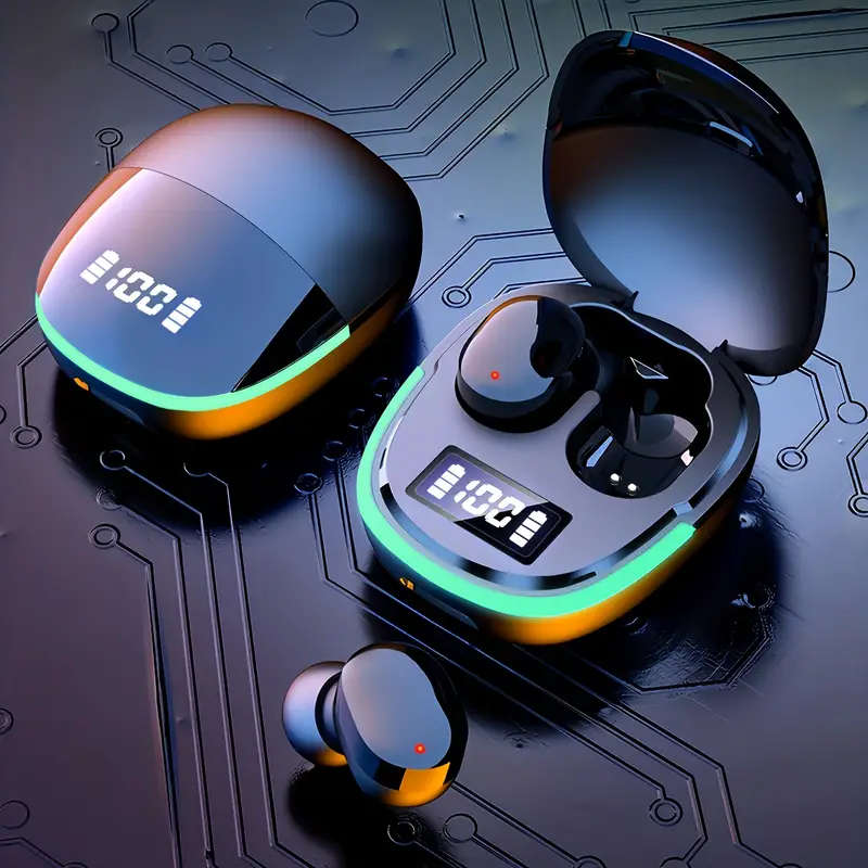 Sleek Wireless Earbuds with LED Display Touch Control USB Charging Case Ideal for Sports Gaming