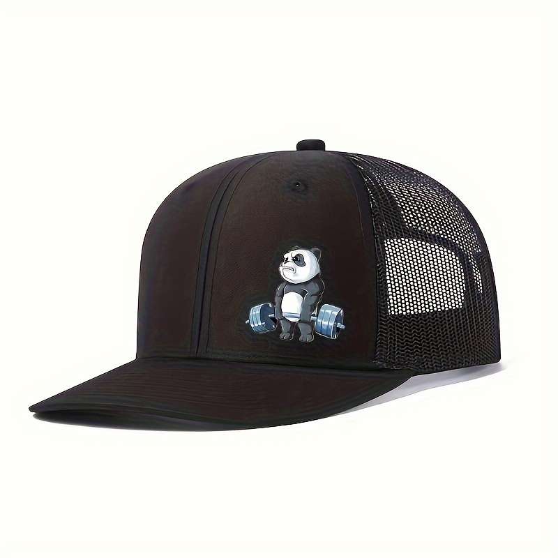 1pc Panda-Themed Breathable Polyester Baseball Cap Adjustable Snapback with Knitted Craftsmanship
