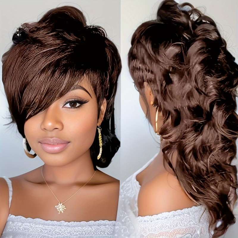1Pc Burgundy 35.56cm Fashion Design Wig