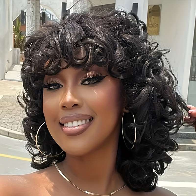 1Pc Black 25.4cm Fashion Design Wig