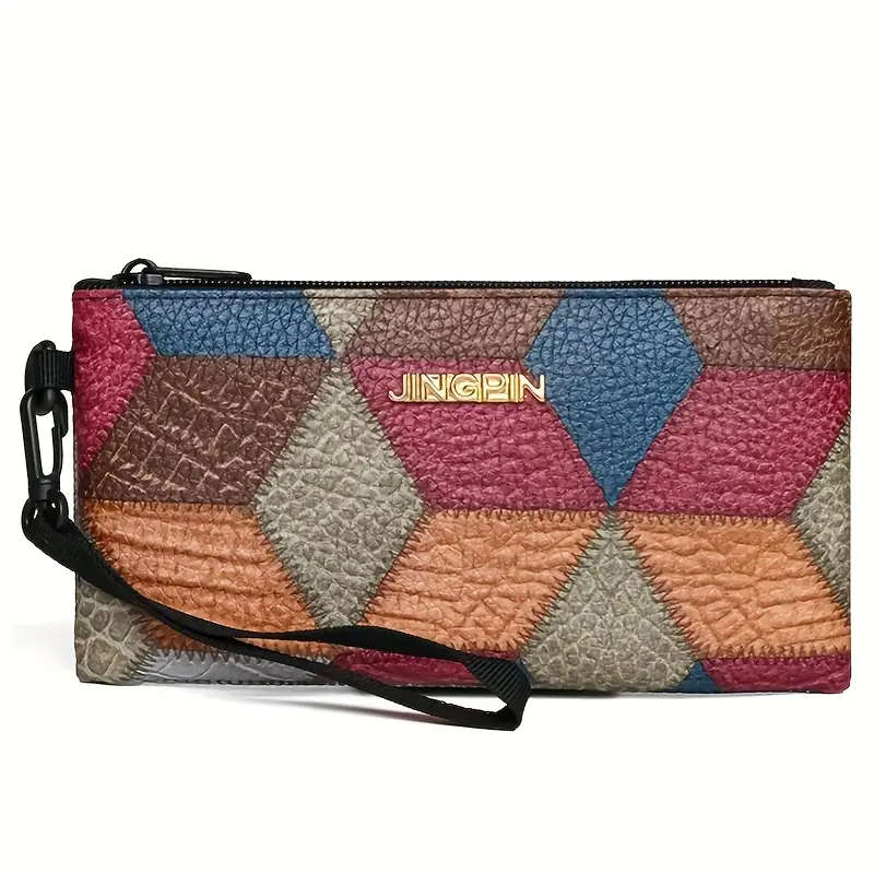 Unisex Ethnic Retro Geometric Square Bag with Adjustable Strap & Zipper Closure