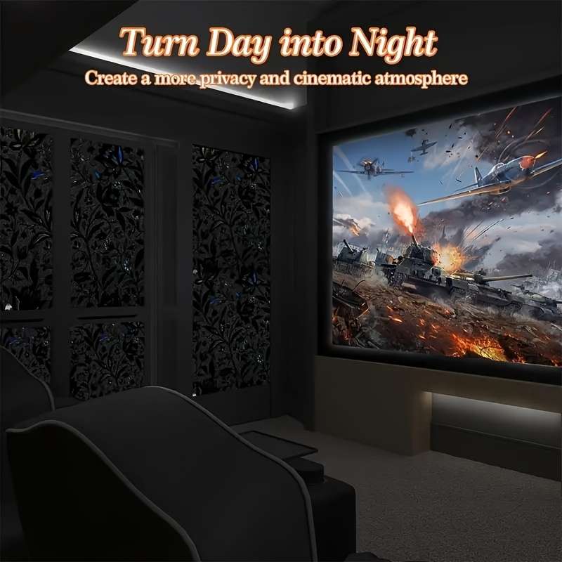 1pc Black Size 30cmx100cm 11.8inx39.6in Door And Window Stickers