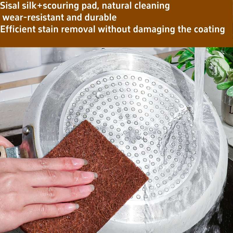 5pcs Premium Natural Sisal Fiber Kitchen Cleaning Pads Scratch-Free Thick 100% Sisal Scrubbi