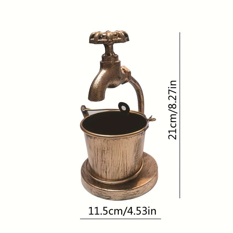 1pc Vintage Wrought Iron Ashtray with Faucet Design Elegant Home Office and Bar Decor Accessory