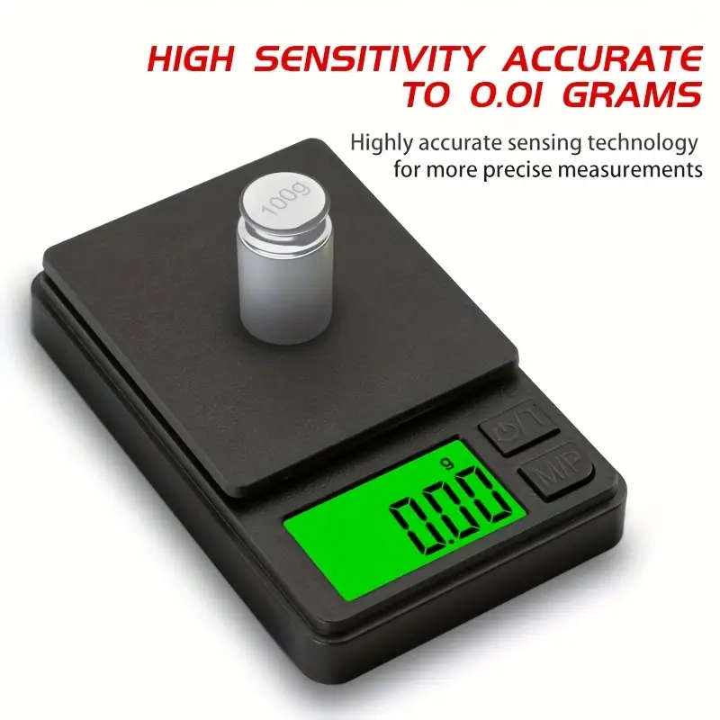 1pc Compact 1000g x 0.01g Precision Digital Pocket Scale with Backlit LCD Versatile for Food Jewelry