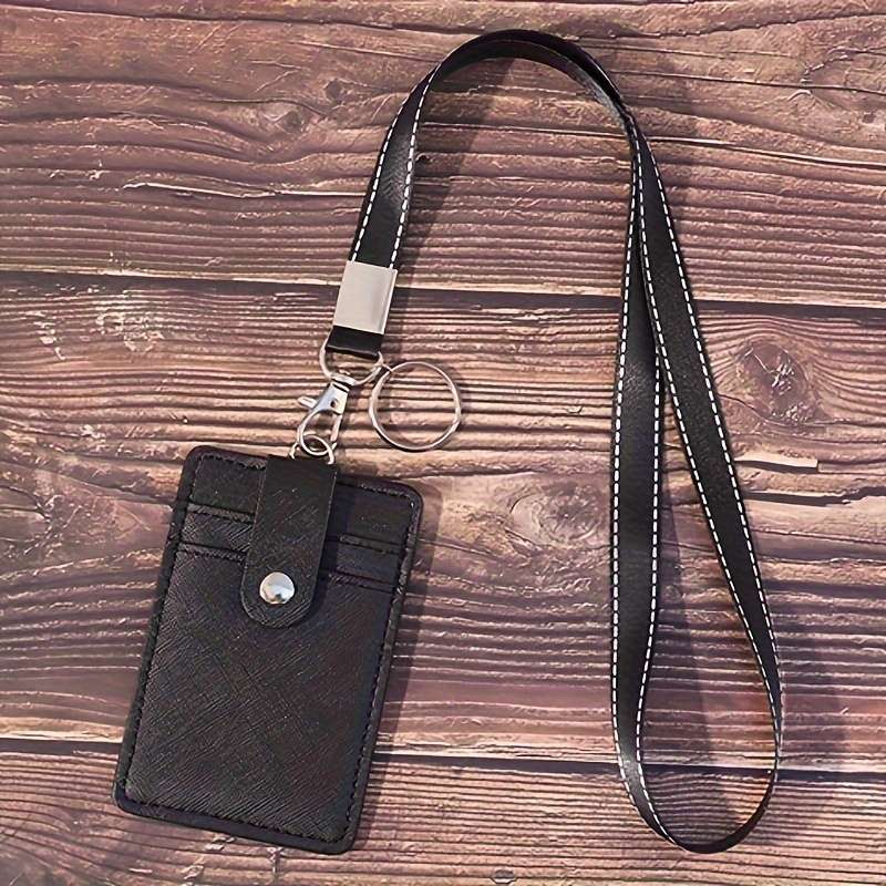 1pc PU Leather Work ID Badge Holder with RFID Block 1 pc Durable ID Card Case with Lanyard Mult