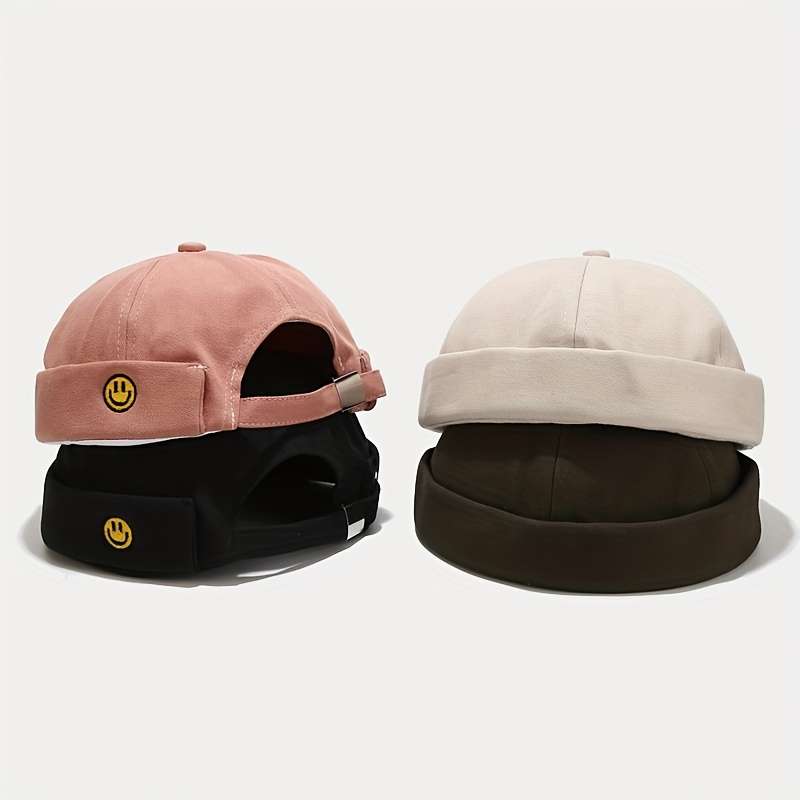 1pc Comfortable Soft Cotton Trucker Hat with Golden Face Embroidery Lightweight Fitted All-Seas