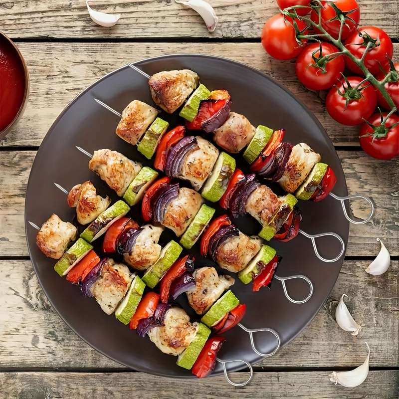 10pcs Stainless Steel BBQ Skewers Versatile for Air Fryer Vertical Grill Oven Cooking Pe