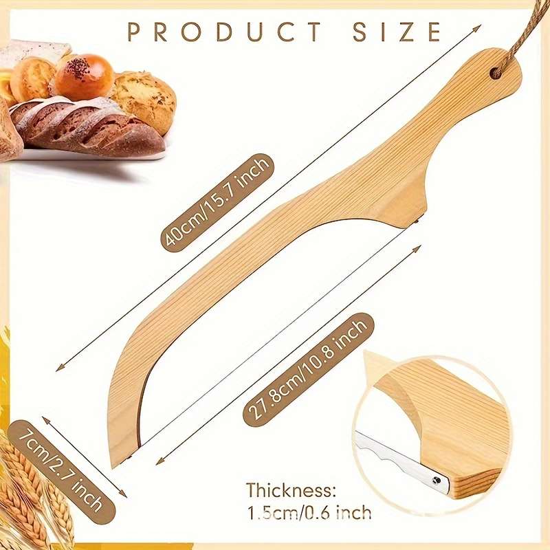 1pc Wooden Bread Cutting Tool Ergonomic Handle Durable Pressed Wood Construction Smooth Edg