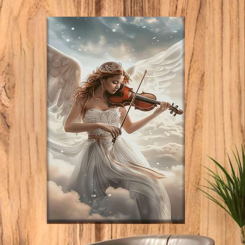 1pc  Canvas Painting--Unframed A Woman in a White Dress with a Violin Posters And Prints Liv