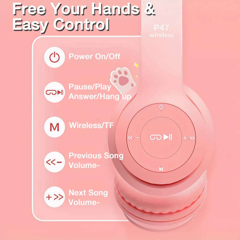 1pc Wireless Over-Ear Headphones 20H Playtime Wireless 5.0 Noise Reduction Comfortable Padded Ear