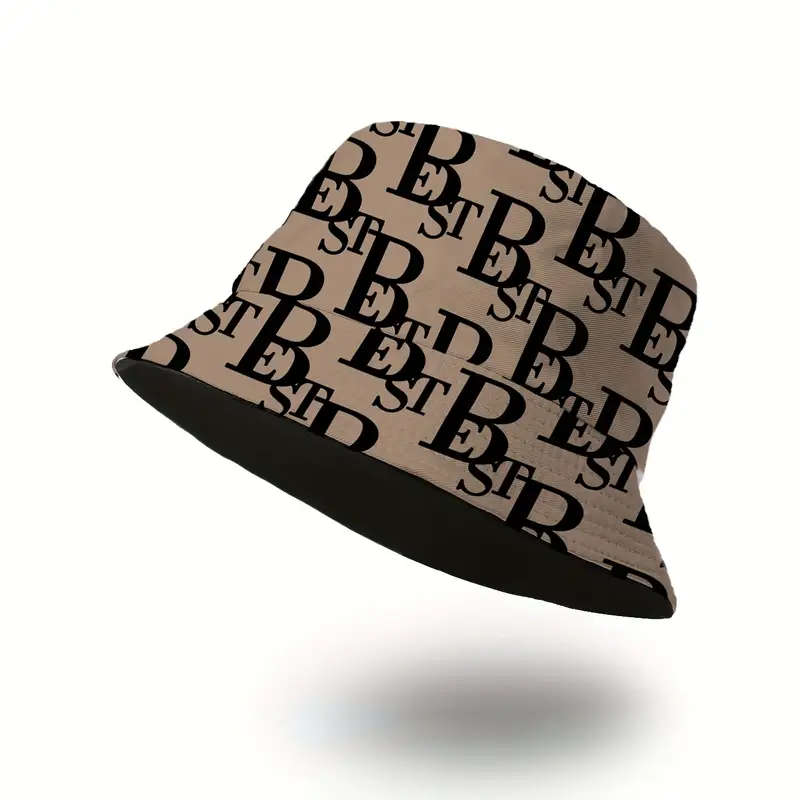1pc Unisex Bucket Hat with Letter B Print 100% Polyester Lightweight Non-Stretch Holiday Theme