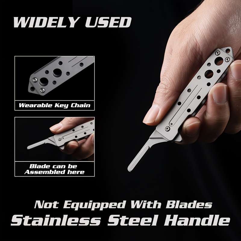 1pc Stainless Steel EDC Keychain Folding Utility Knife Graftable 20-24# Compact Multi-