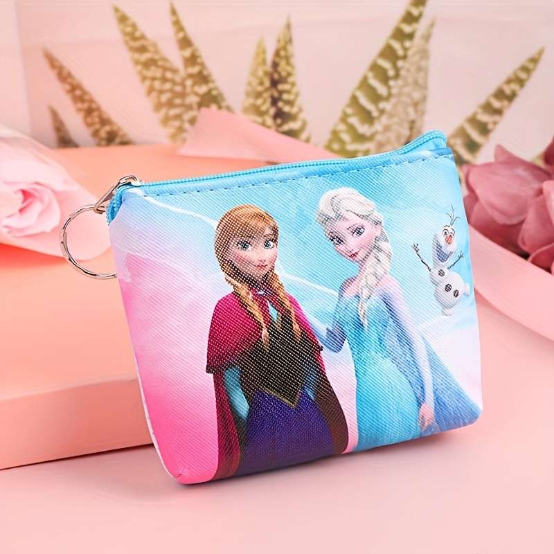 1pc Kawaii Frozen-Themed Coin Purse Card Holder with Zipper Cute Portable Wallet Featuring Els