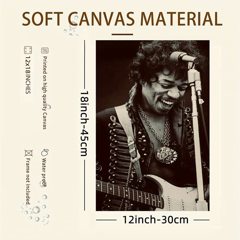 1pc  Frameless Jimi Hendrix Vintage Musician Photograph Canvas Poster Multiple Sizes Available