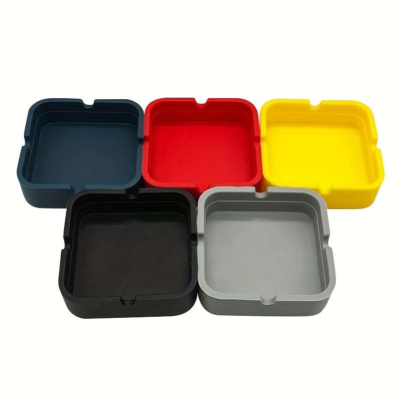 1pc Silicone Ashtray High Temperature Resistant Portable Square Design for Office Home Hotel