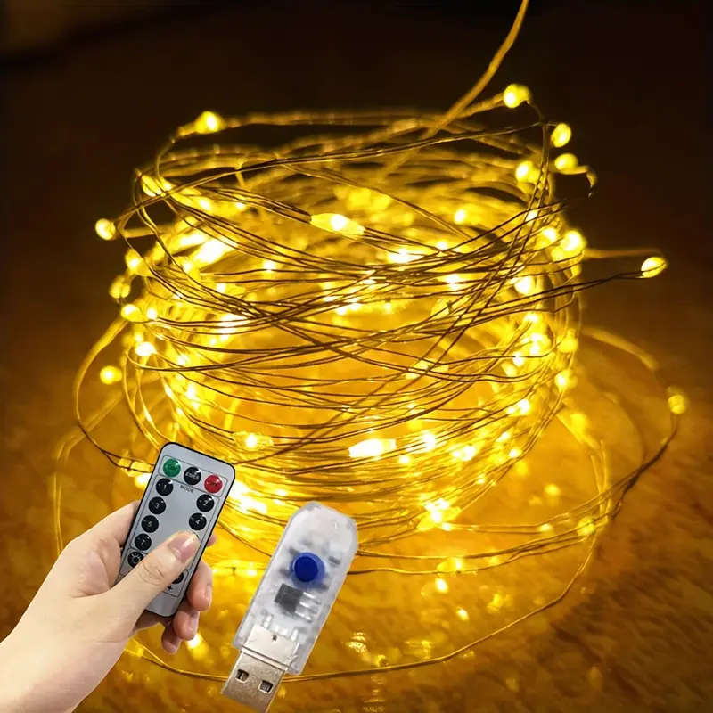 1pc USB Silvery Wire Light String 10m Warm White