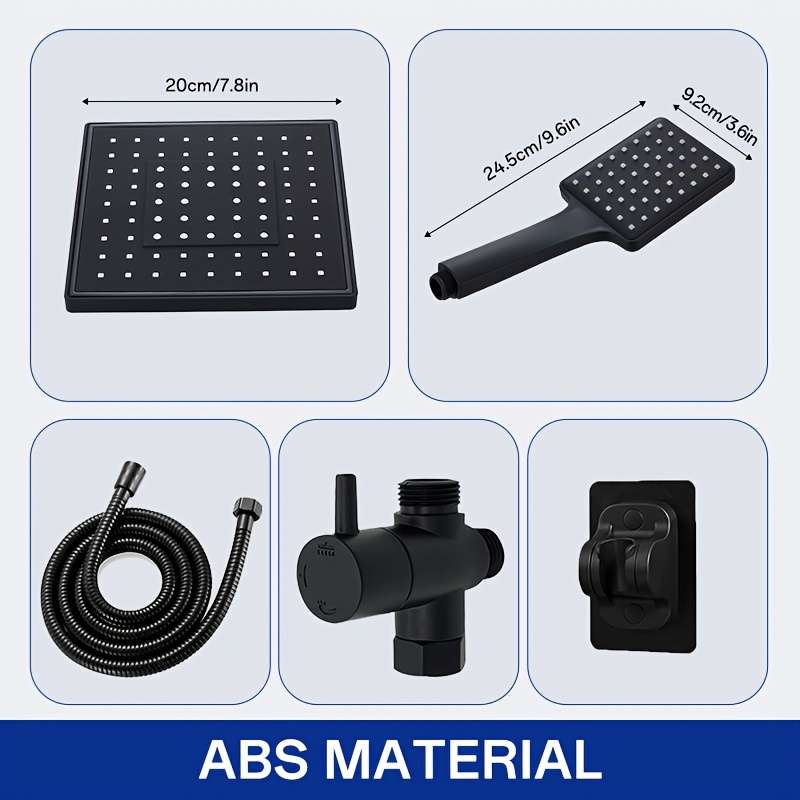 1PC Black Square Shower Set