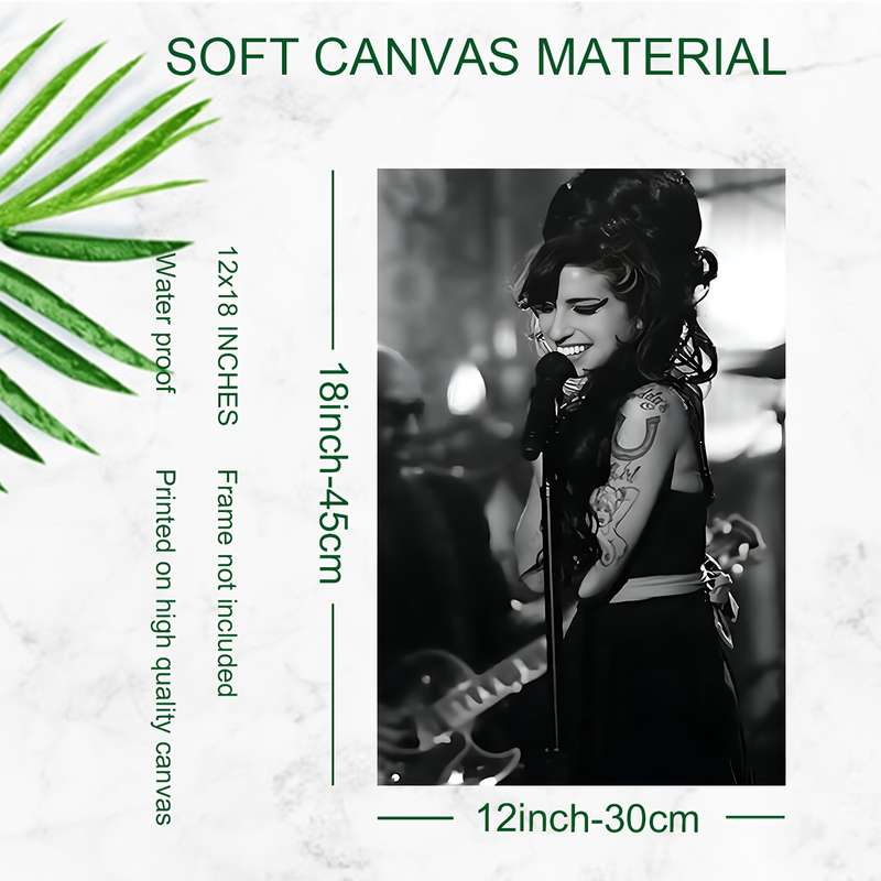 1pc 30.48x45.72 cm Frameless Pop Star Canvas Wall Art Black White Music Poster with Vibrant Per