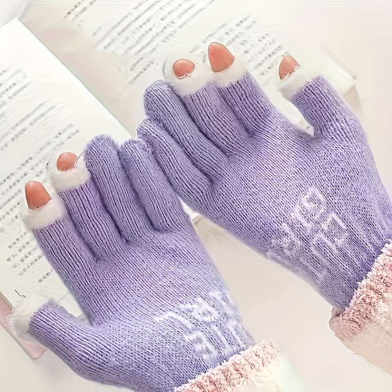 1 Pair Purple Warm Gloves