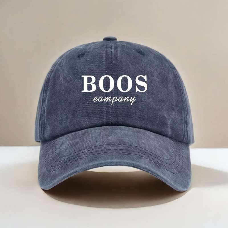 1pc Unisex Washable Baseball Cap with Adjustable Strap BOOS Company Printed Blue Denim Design