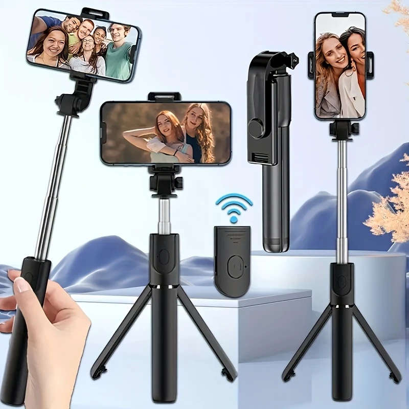 1pc Mobile Selfie Stick Retractable Tripod with Wireless Remote Compatible with iPhone and Android S